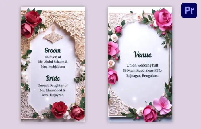 Muslim Wedding 3D Floral Invitation Instagram Story